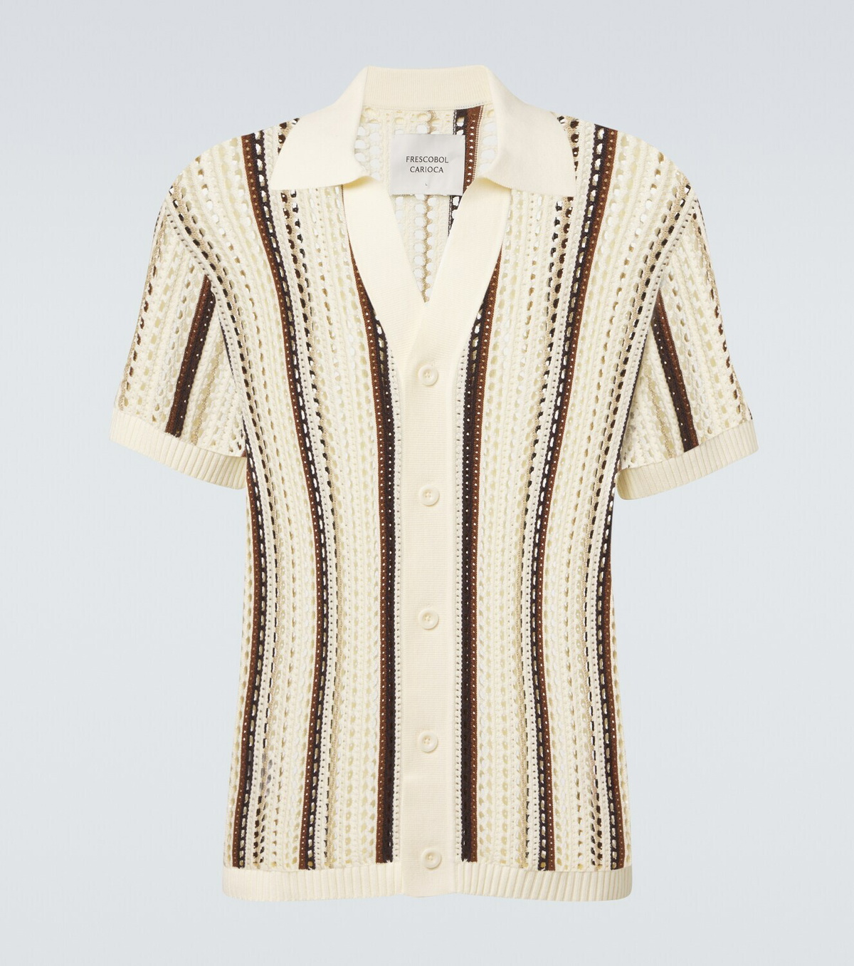 Frescobol Carioca Pinto crochet striped cotton shirt