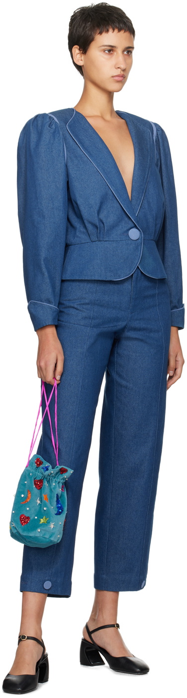 Caro Editions Blue Mini Embellished Pouch