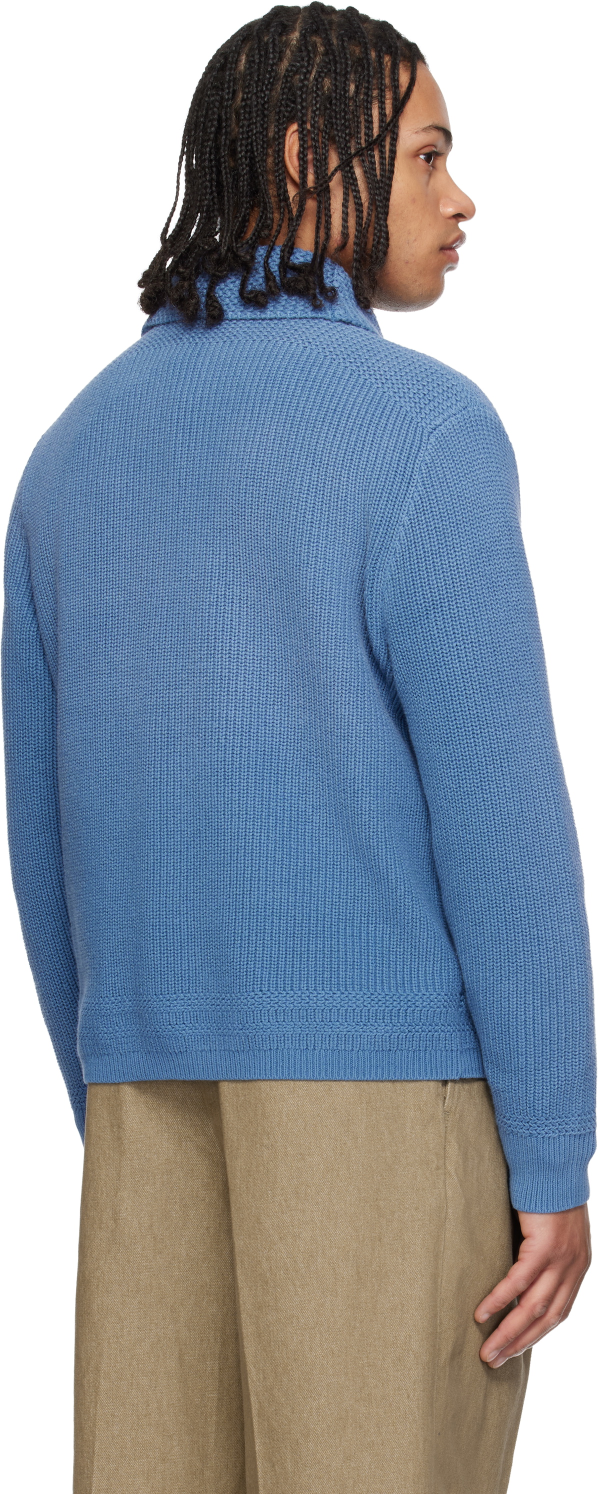 Polo Ralph Lauren Blue Cotton Shawl-Collar Cardigan