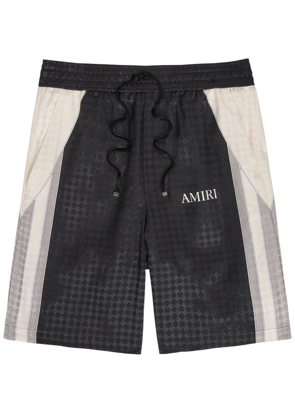 Photo: Amiri MA Quad Logo-monogrammed Satin Shorts Black