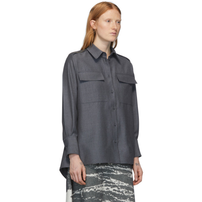 Ports 1961 Grey Mohair and Wool Long Sleeve Shirt