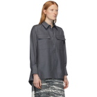 Ports 1961 Grey Mohair and Wool Long Sleeve Shirt
