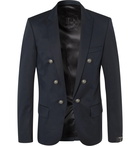 Balmain - Slim-Fit Cotton-Blend Blazer - Blue