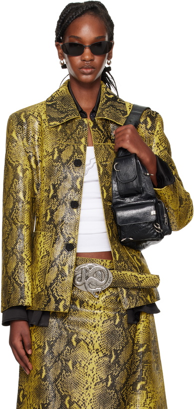 Photo: LU'U DAN Black & Yellow 'Year of the Snake' Creep Leather Jacket