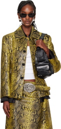 LU'U DAN Black & Yellow 'Year of the Snake' Creep Leather Jacket
