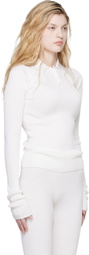Rier Off-White Fine Rib Silk Polo