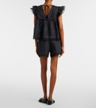 Ganni Lace-trimmed linen shorts