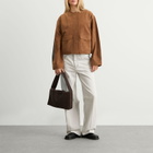 ST. Agni Women's Suede Utility Cocoon Bomber Jacket in Toffee