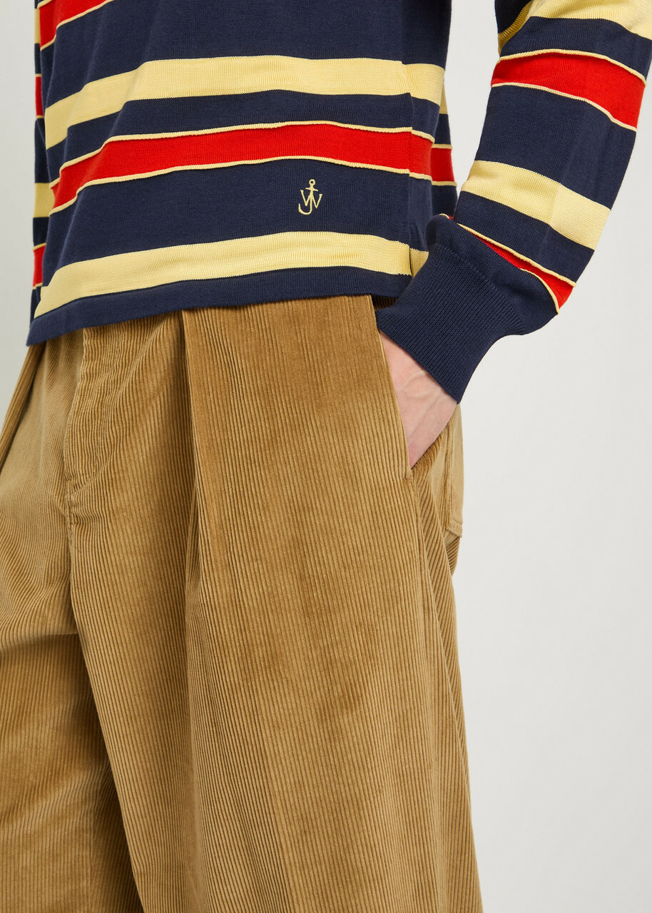 JW Anderson Pleated Straight-leg Corduroy Trousers Beige