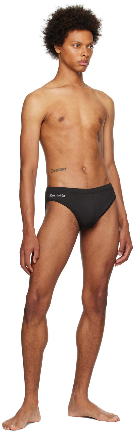 Raga Malak Black Embroidered Swim Briefs