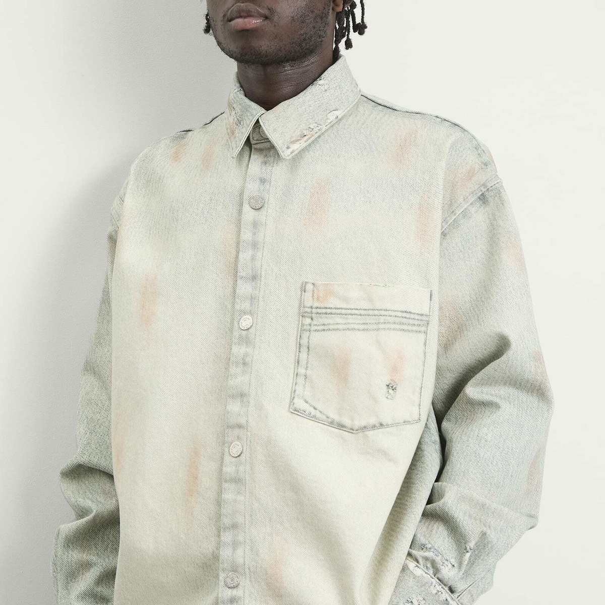 Won Hundred Men's Maza Printed Denim Shirt in Digital Painted