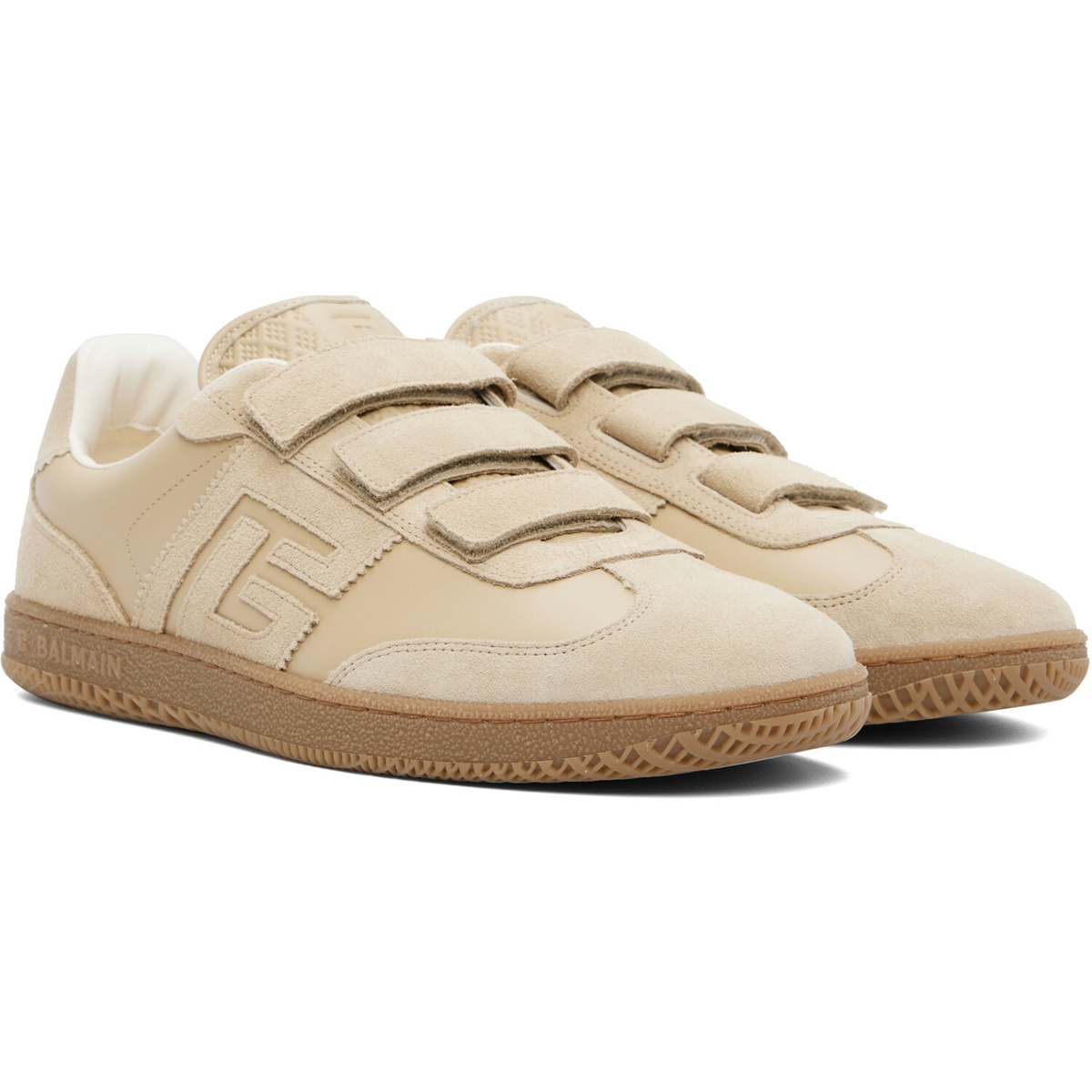 BALMAIN Beige 'Balmain Swan' Suede Sneakers