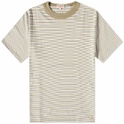 Armor-Lux Men's Fine Stripe T-Shirt in Clay/White