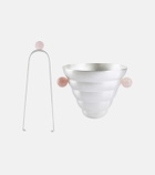 Natalia Criado Silver-plated ice bucket and tongs set