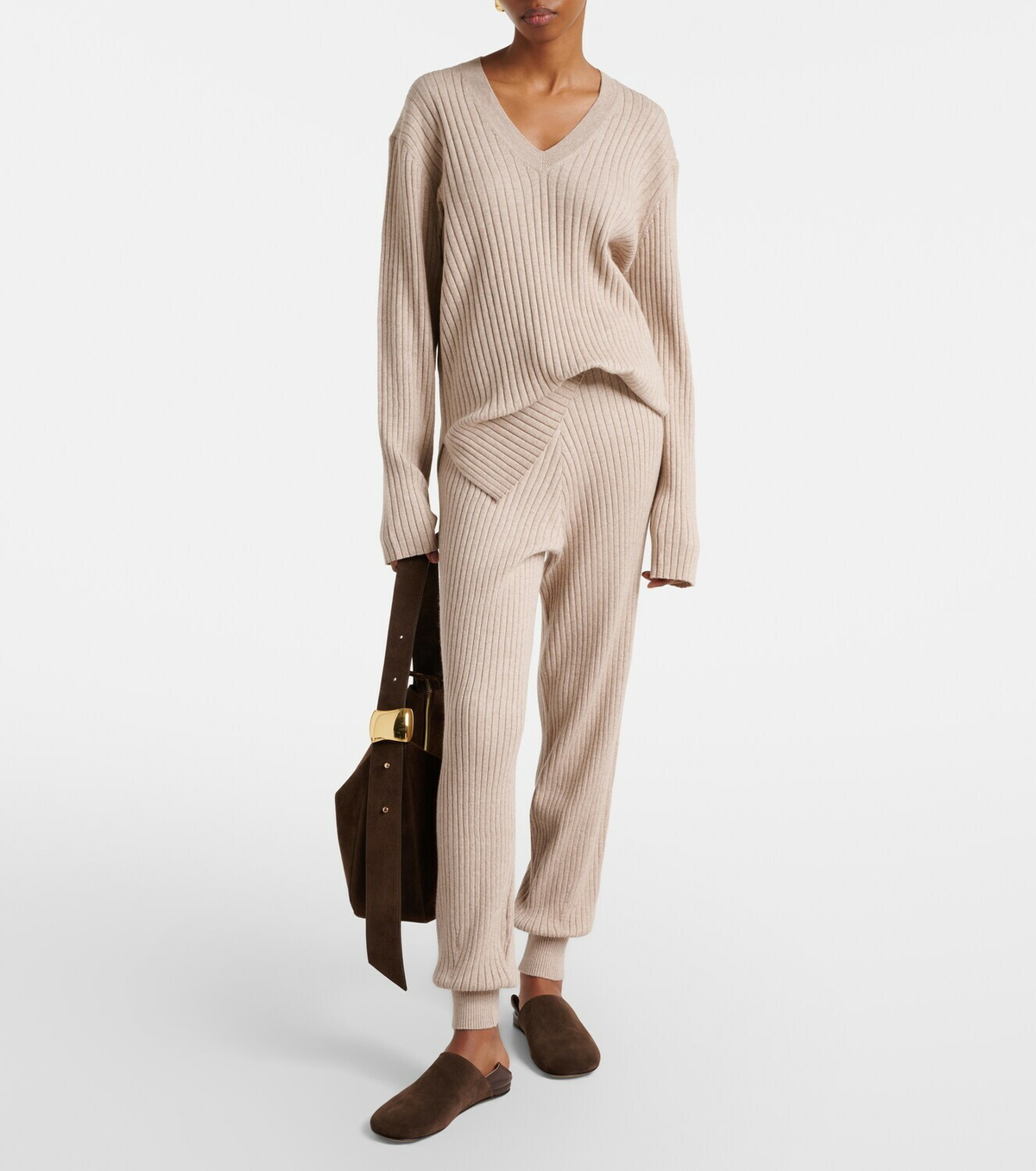 Jardin des Orangers Ribbed-knit cotton and cashmere sweatpants
