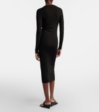 Prada Ribbed-knit virgin wool midi dress