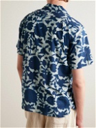 Hartford - Palm Mc Pat Convertible-Collar Printed Cotton-Voile Shirt - Blue