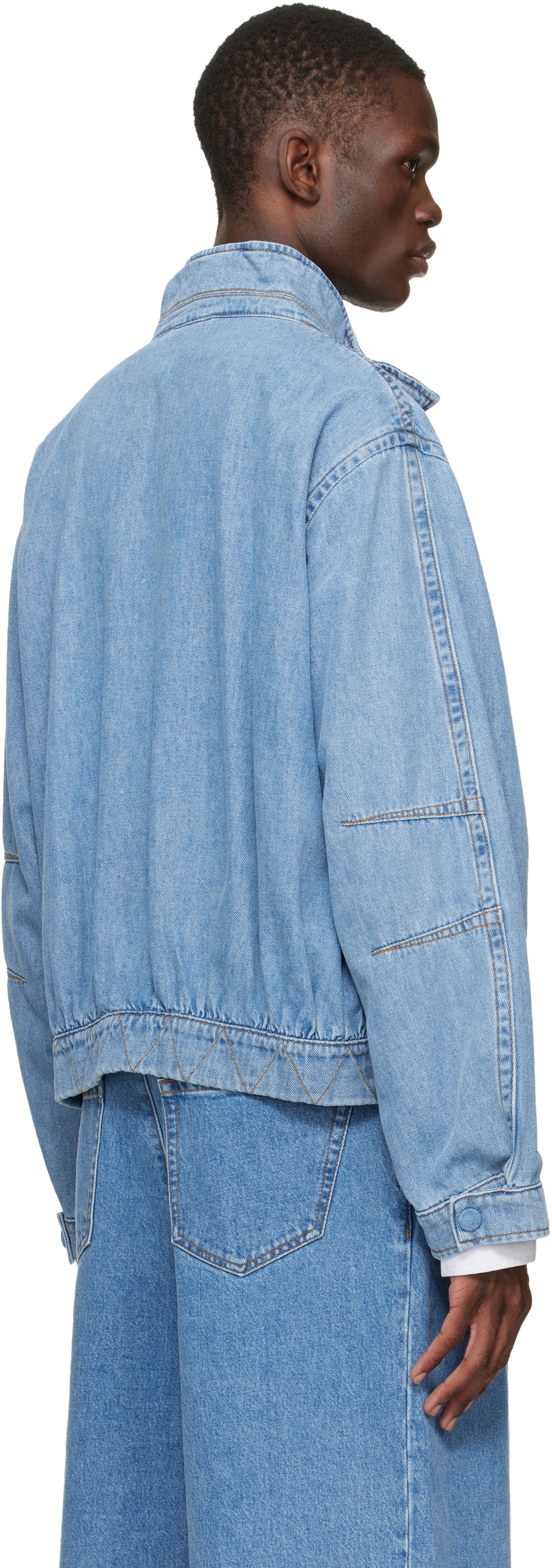 Dries Van Noten Blue Zip Denim Jacket