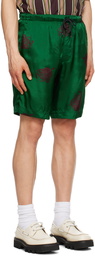 Dries Van Noten Green Printed Shorts