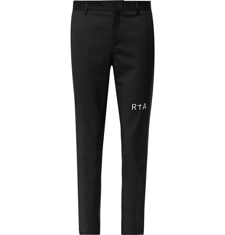 Photo: RtA - Slim-Fit Tapered Logo-Print Wool Trousers - Black