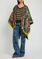 Etro Hooded Jacquard Wool-blend Cape - Multi Print - One Size