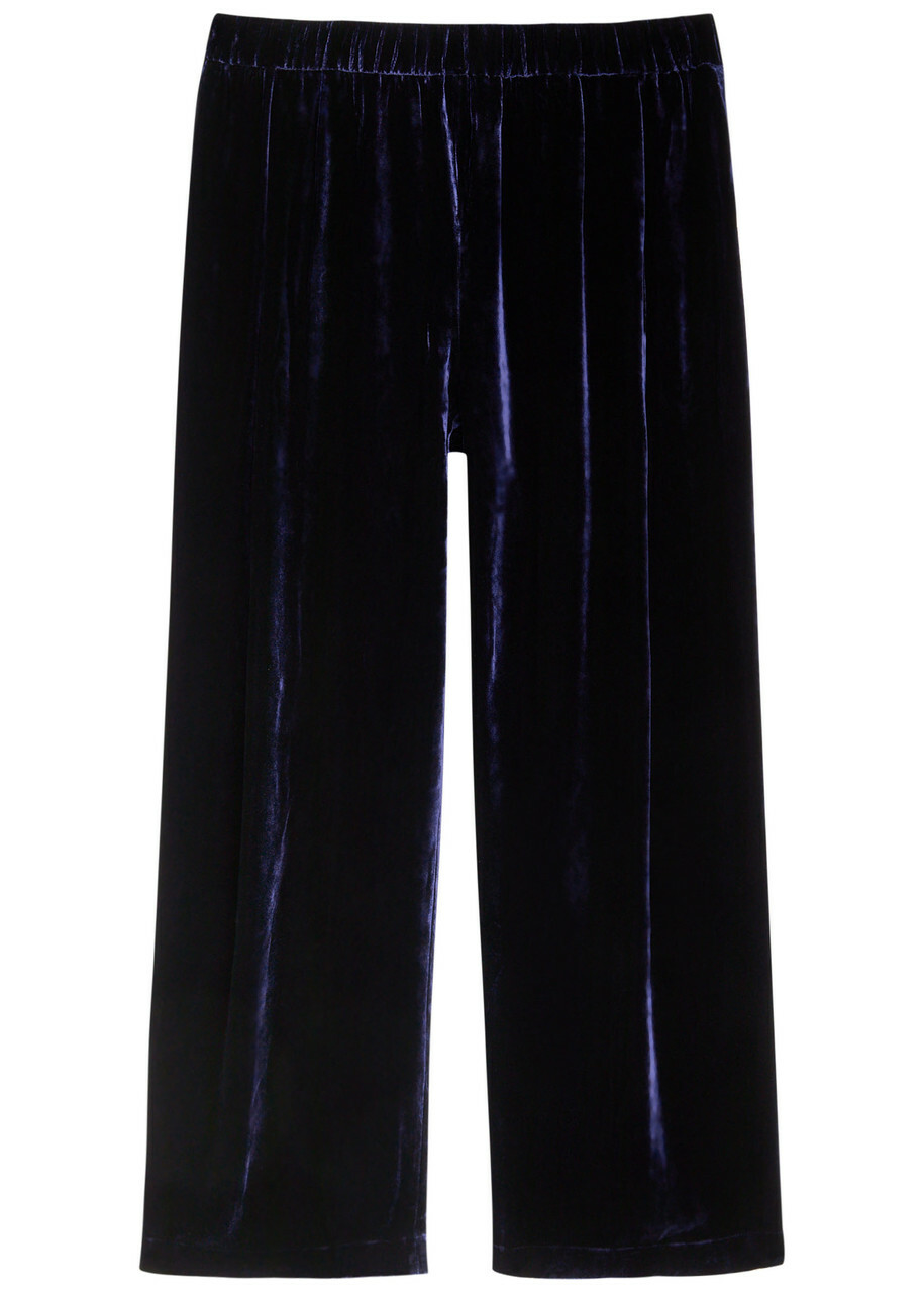 Eileen Fisher Straight-leg Velvet Trousers Dark Blue
