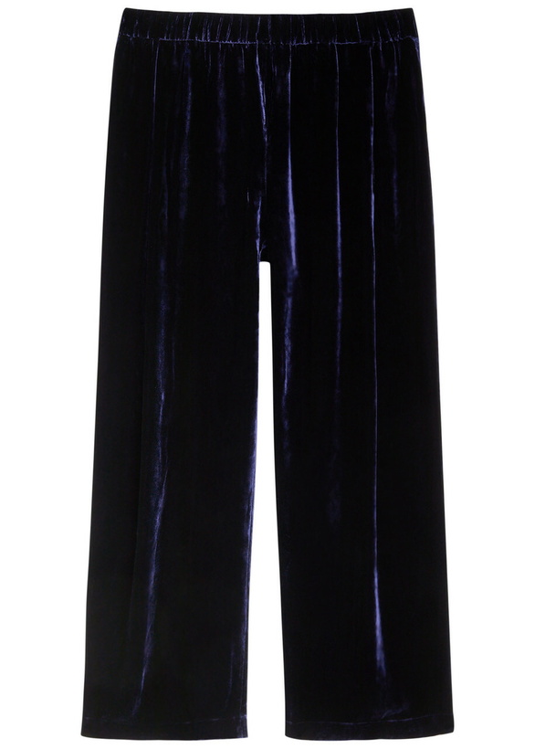 Photo: Eileen Fisher Straight-leg Velvet Trousers Dark Blue