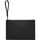 Bottega Veneta Black Intrecciato Flat Zip Pouch