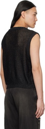 lesugiatelier Black Glitter Net Vest