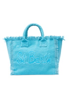 MC2 Saint Barth Light Blue Cotton Canvas Vanity Tote Bag With Logo Patch