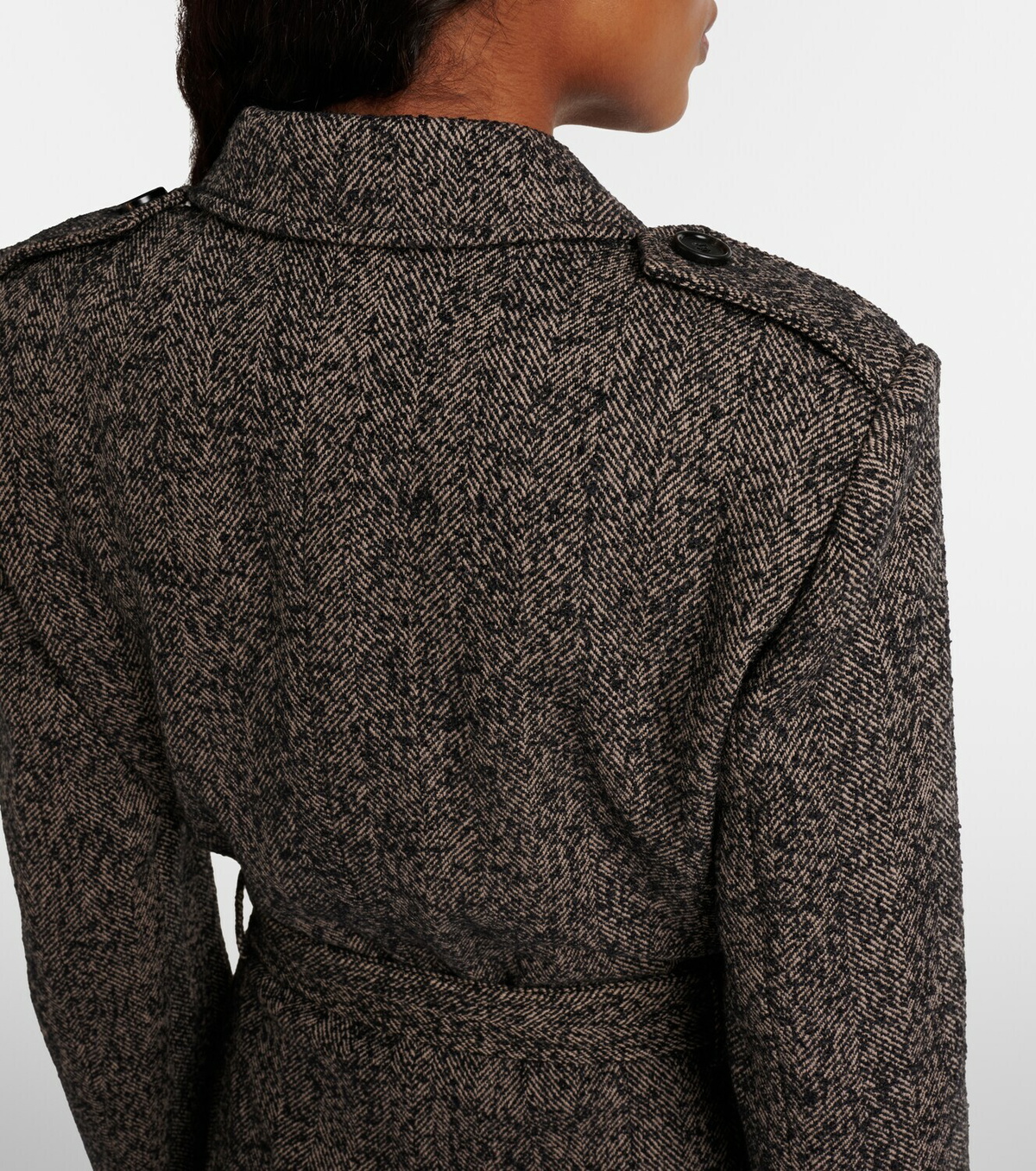 Chloé Belted herringbone wool-blend coat