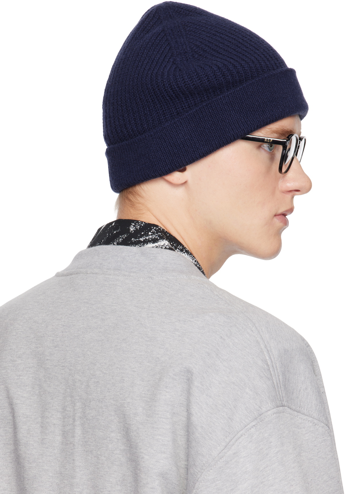 Marni Navy Mending Logo Beanie