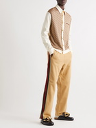 Gucci - Tapered Webbing-Trimmed Felted Cotton-Jersey Sweatpants - Brown