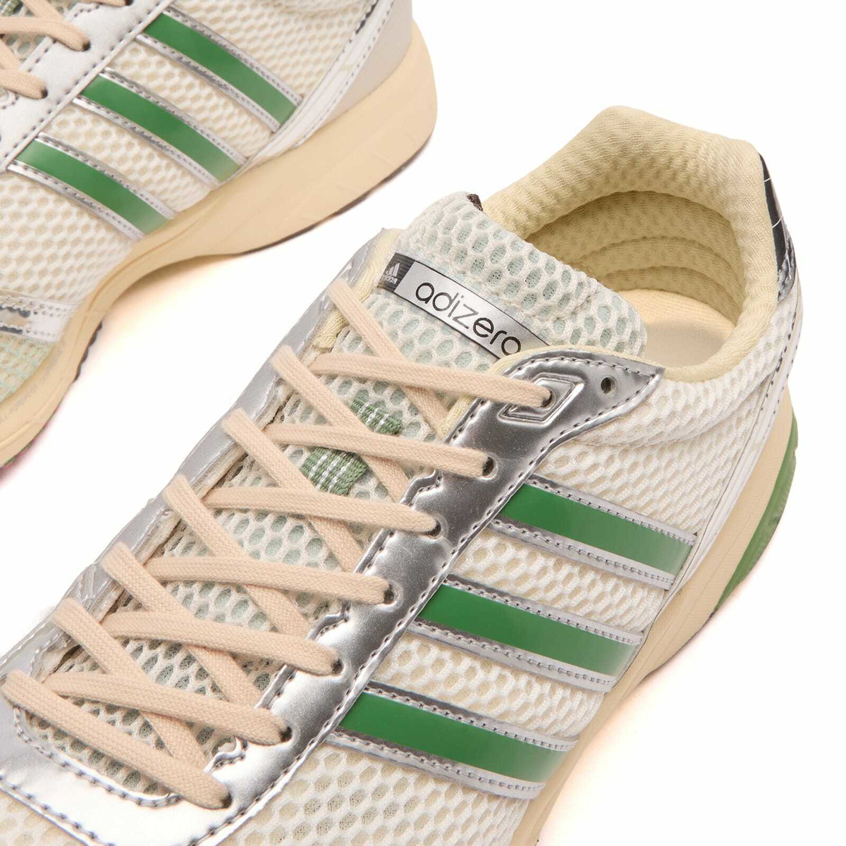 Adidas Adizero Adios OG Sneaker in Cream White/Preloved Green/Dark Brown