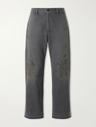 Enfants Riches Déprimés - Antique Work Straight-Leg Distressed Cotton Trousers - Gray