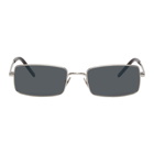 Saint Laurent Silver Narrow Rectangular Sunglasses