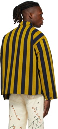 Bode Navy & Yellow Champlain Stripe Pullover