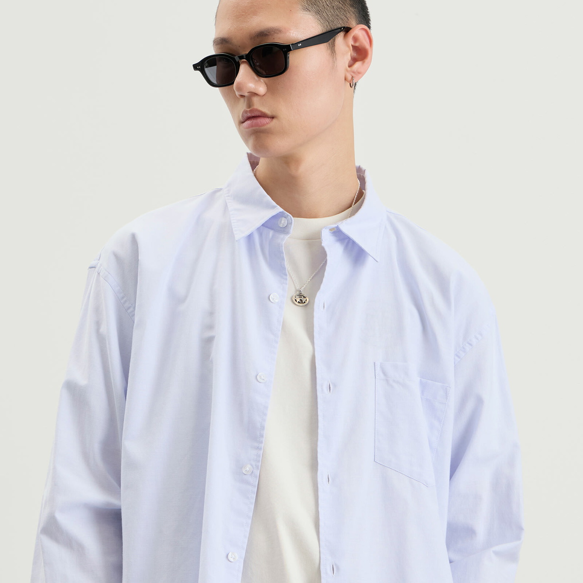 END. Fairways Long Sleeve Shirt in Sky Blue