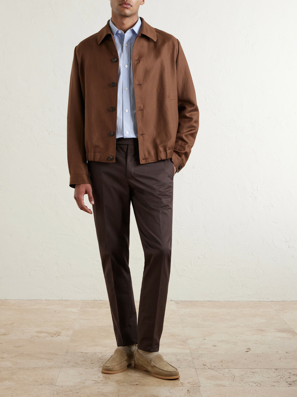Slowear - Wool and Linen-Blend Bomber - Brown