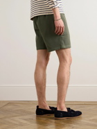 Mr P. - Straight-Leg Waffle-Knit Organic Cotton Drawstring Shorts - Green
