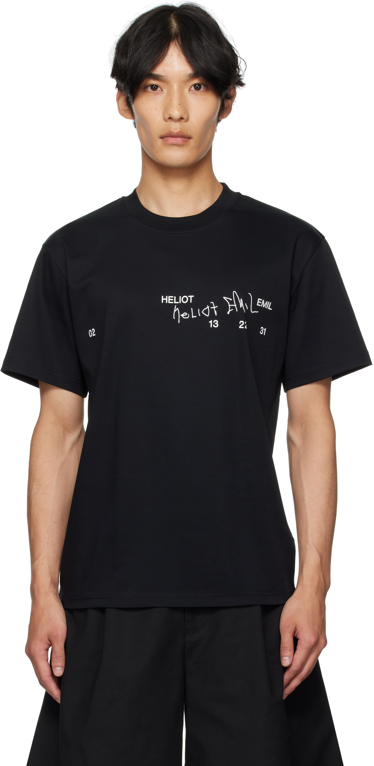 トップス heliot emil tephra t-shirt 23ss HELIOT EMIL Black Tephra T-Shirt Heliot Emil