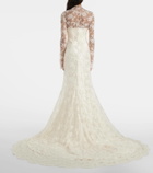 Danielle Frankel Bridal Adena floral lace-trimmed wool and silk gown