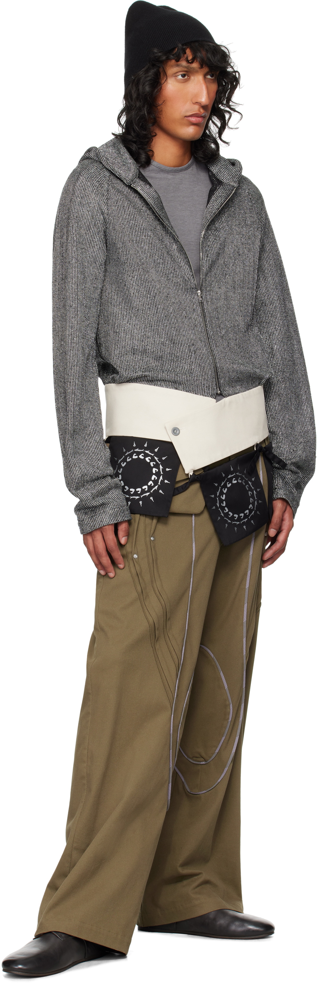 STRONGTHE Silver & Black Talisman Belt Hoodie