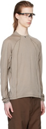 Goldwin 0 Taupe Half-Zip Long Sleeve T-Shirt