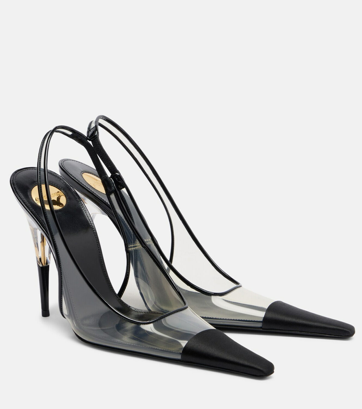 Saint Laurent Romy satin-trimmed slingback pumps