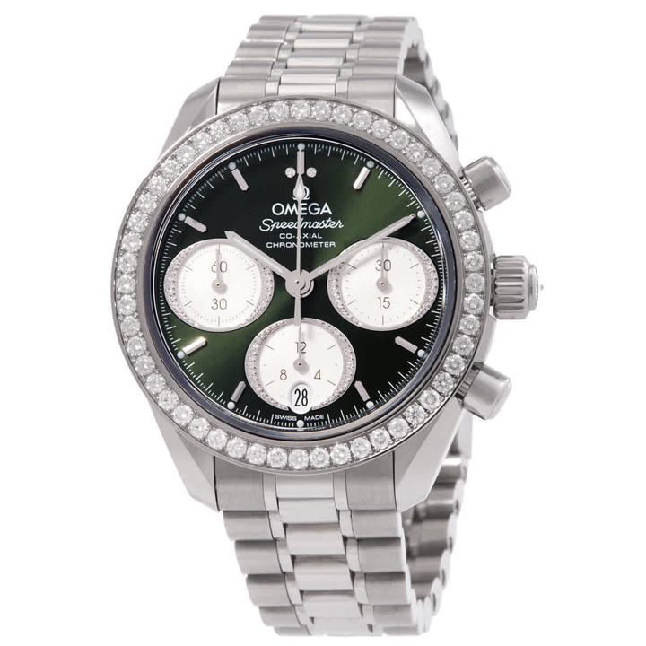 Photo: Omega Speedmaster Chronograph Automatic Green Dial Watch 324.15.38.50.60.001