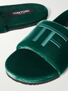 TOM FORD - Harrison Logo-Embroidered Velvet Slides - Green