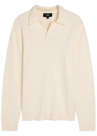 Represent Knitted Logo Bouclé Polo Jumper White