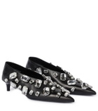 Jil Sander Crystal-embellished leather pumps