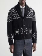 Thom Browne - Shawl-Collar Jacquard-Knitted Cashmere Cardigan - Black